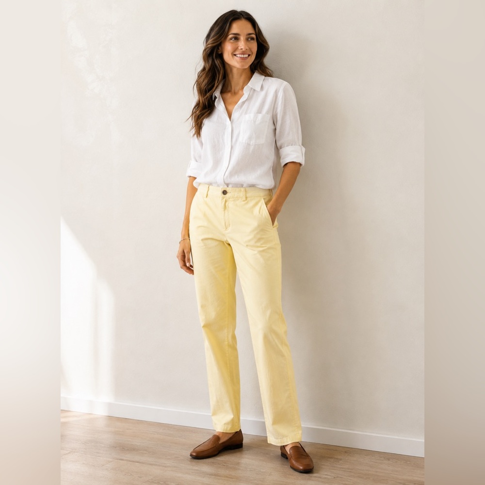 Vintage Polo Ralph Lauren Pants Women's 20 Yellow Cotton Chino 30x30 High Rise